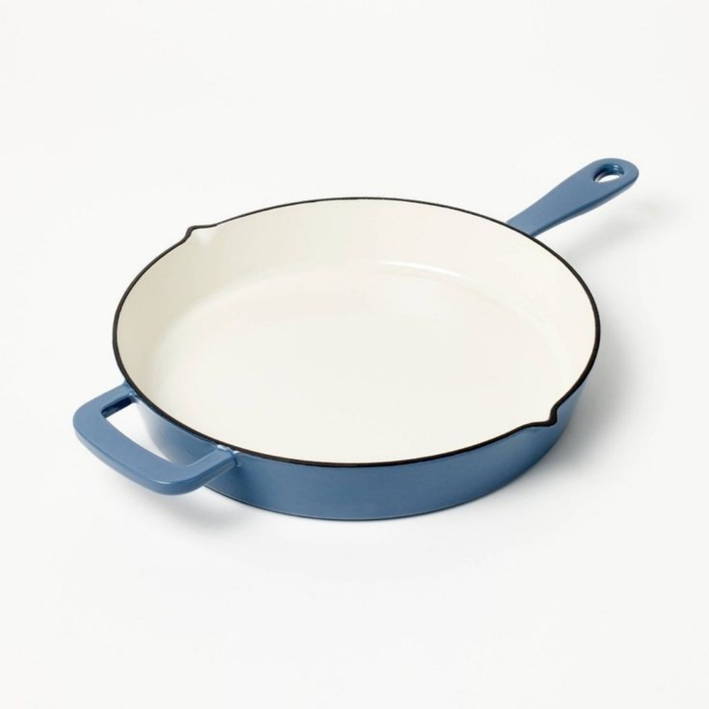Elegant Blue and White Cast Iron Skillet